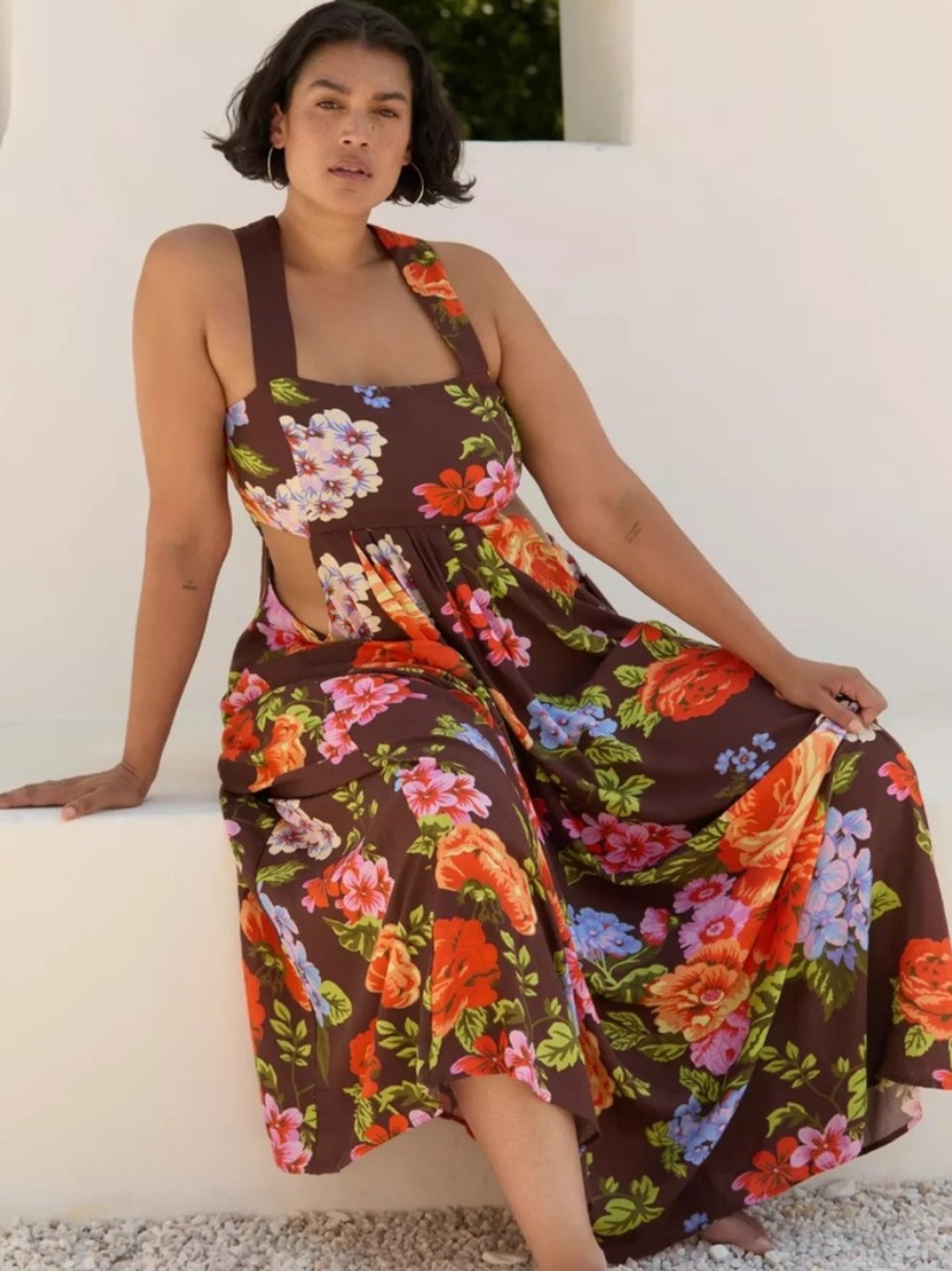 Anthropologie The Piper Bandeau Maxi Dress in Chocolate Brown Floral Size M - Picture 5 of 16